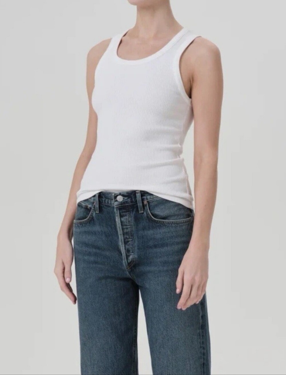 AGOLDE poppy scoop neck ribbed tank size small in white